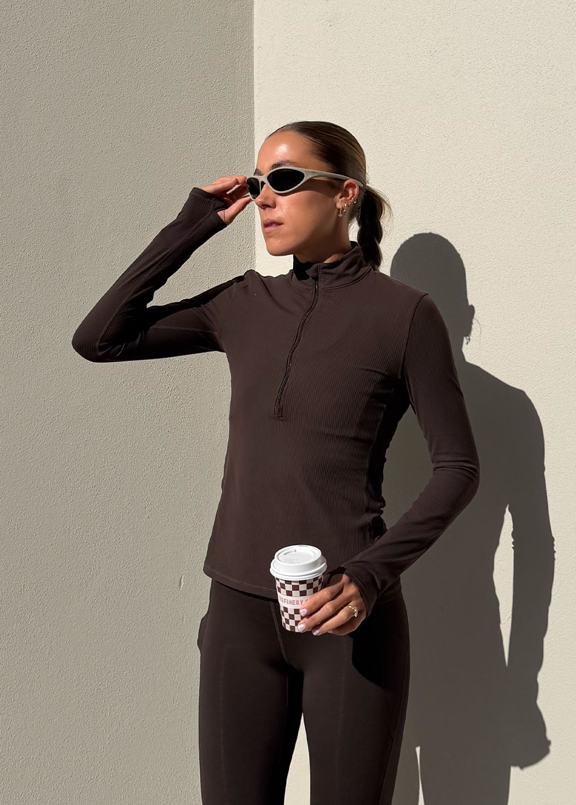 Ribbed Cardio Long Sleeve 1/2 Zip