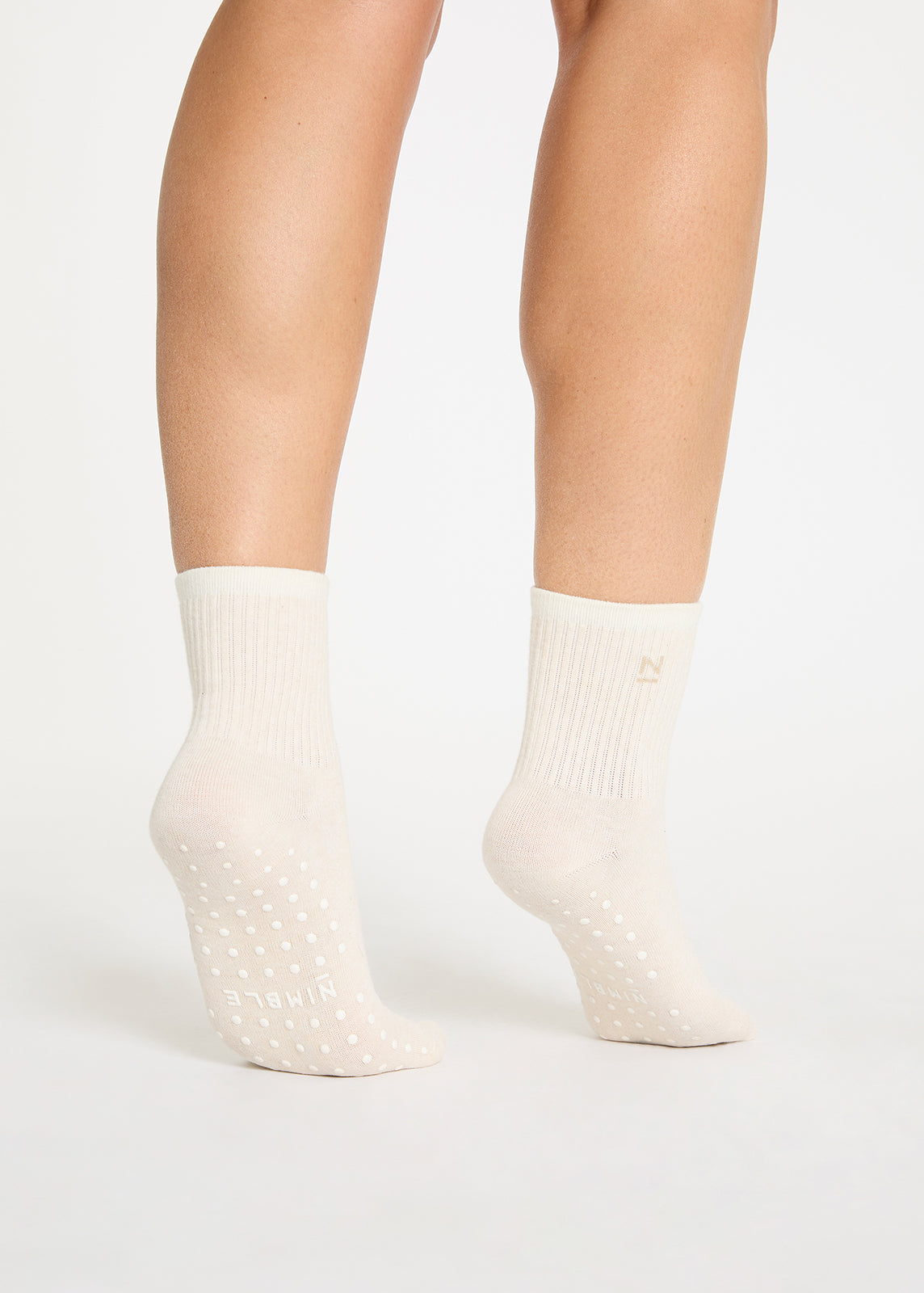 Grippy Pilates Socks - Oatmeal / White