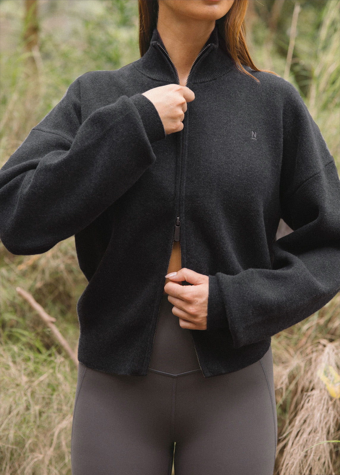 Everyday Short Cardigan in Charcoal | Knitwear