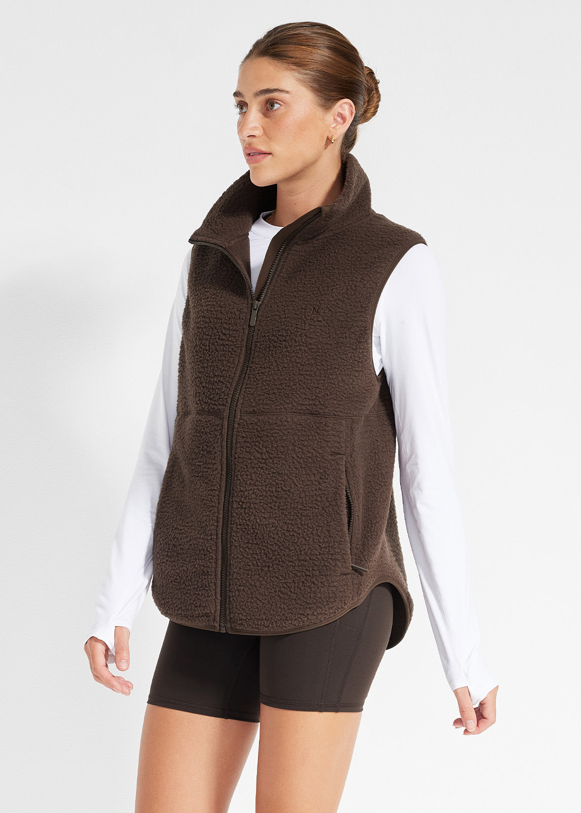 Rain or Shine Sherpa Vest in Chocolate | Women's Vests & Outerwear