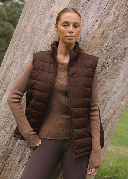 Reversible Sherpa Vest in Chocolate Brown | Women's Jackets & Vests