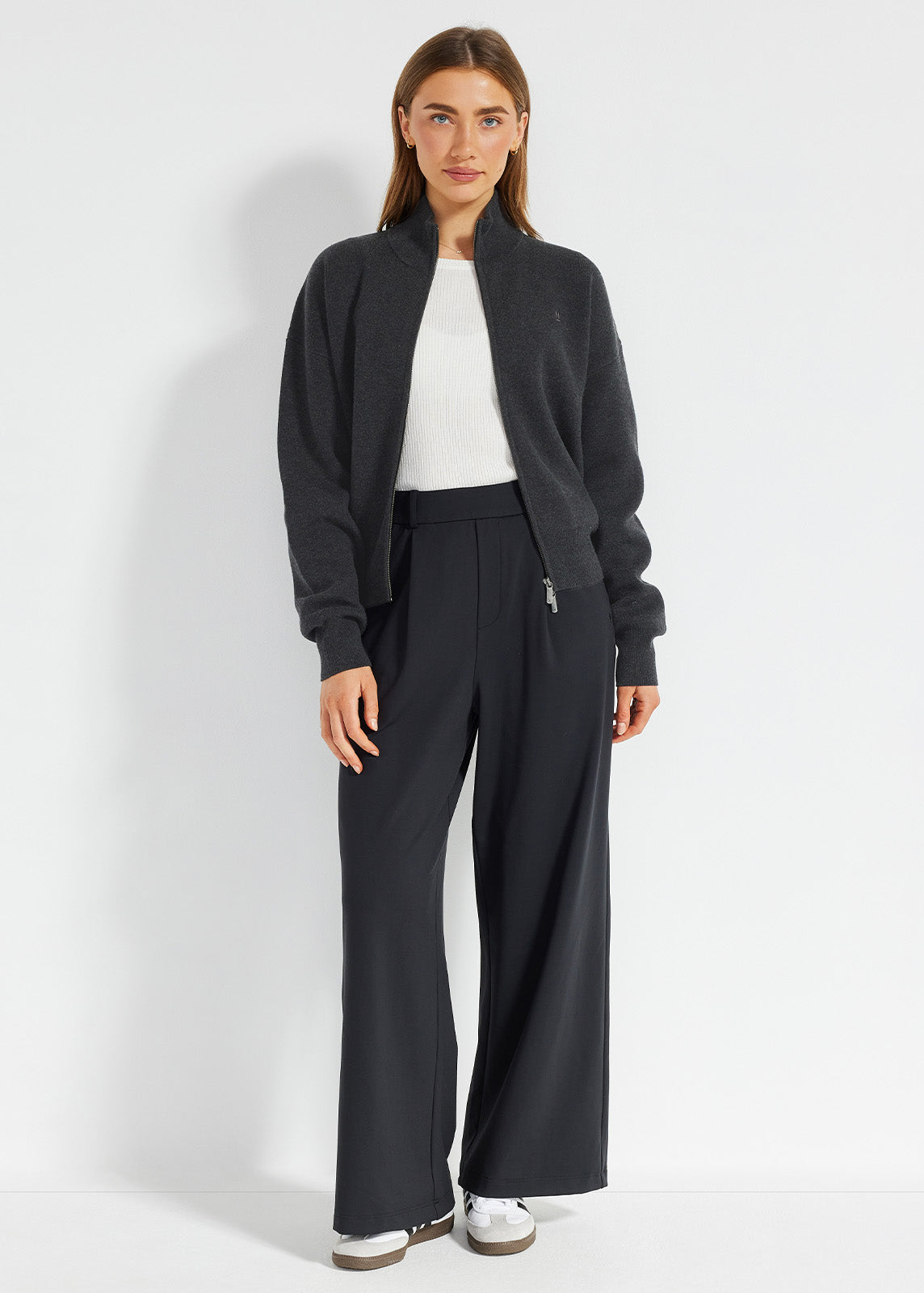 Everyday Short Cardigan in Charcoal | Knitwear