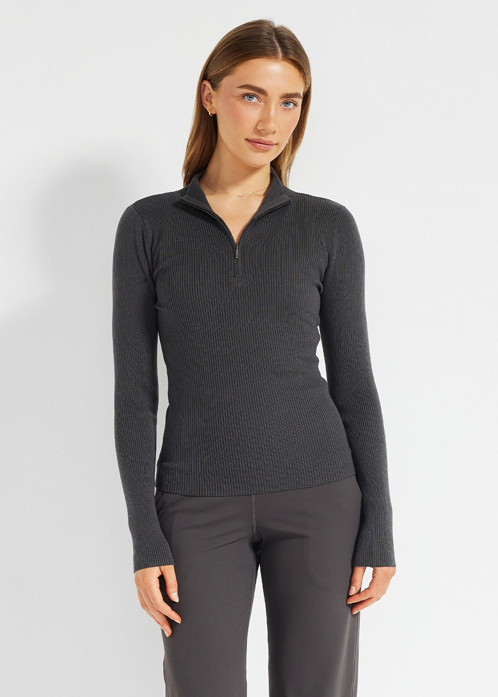 Snug Knit 1/2 Zip in Deep Graphite | Tops