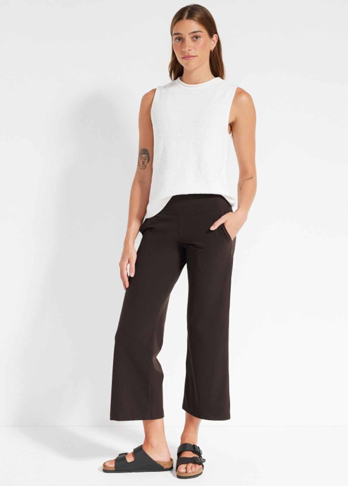 In Motion Cropped Wide Leg Pant in Espresso | Women's Pants