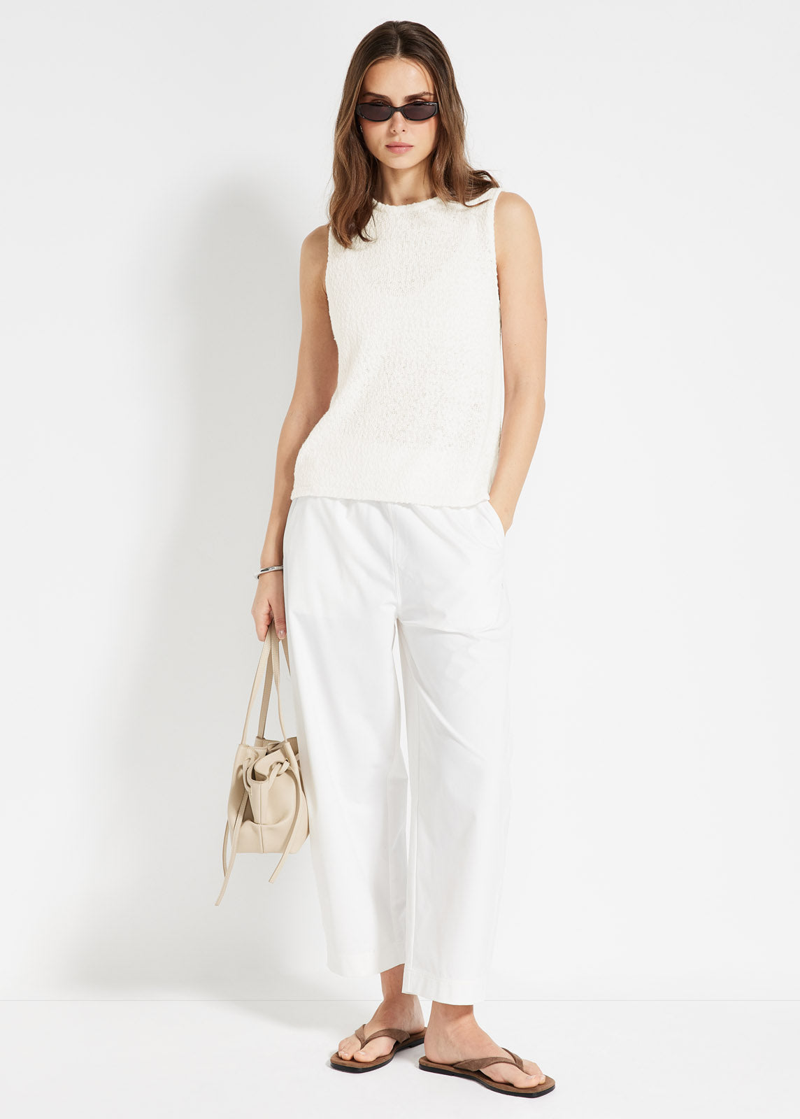 Boucle Knit Tank in White | Women's Everyday Boucle Knitted Tanks