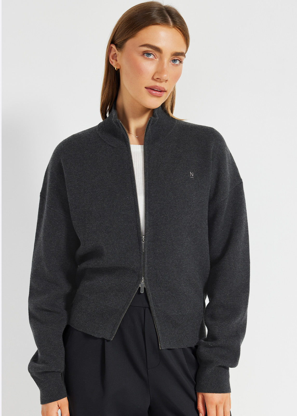 Everyday Short Cardigan in Charcoal | Knitwear