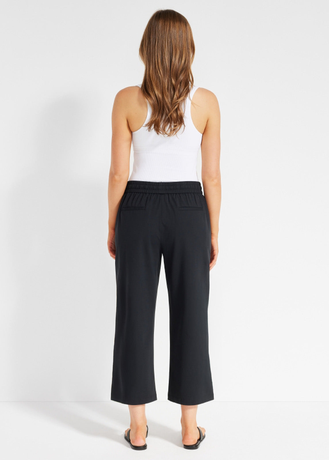 Travel Cropped Wide Leg Pant in Black | Women's Travel Pants