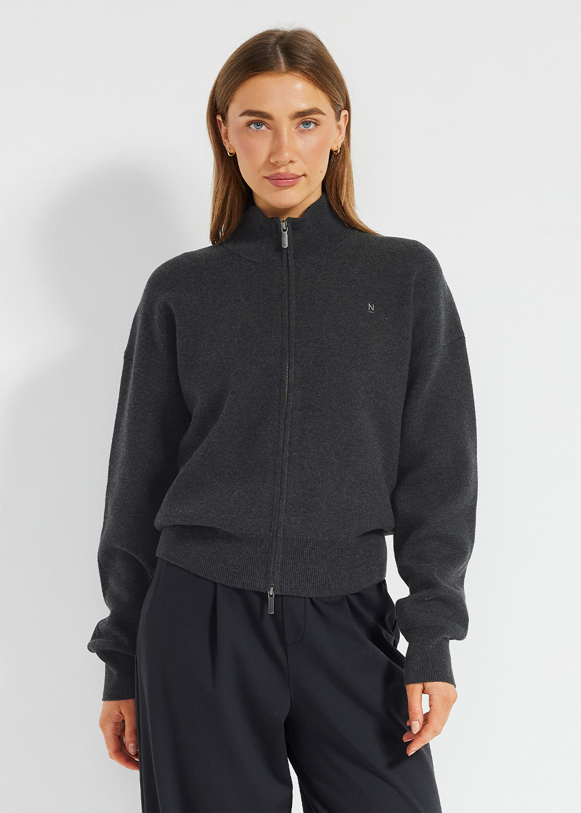 Everyday Short Cardigan in Charcoal | Knitwear