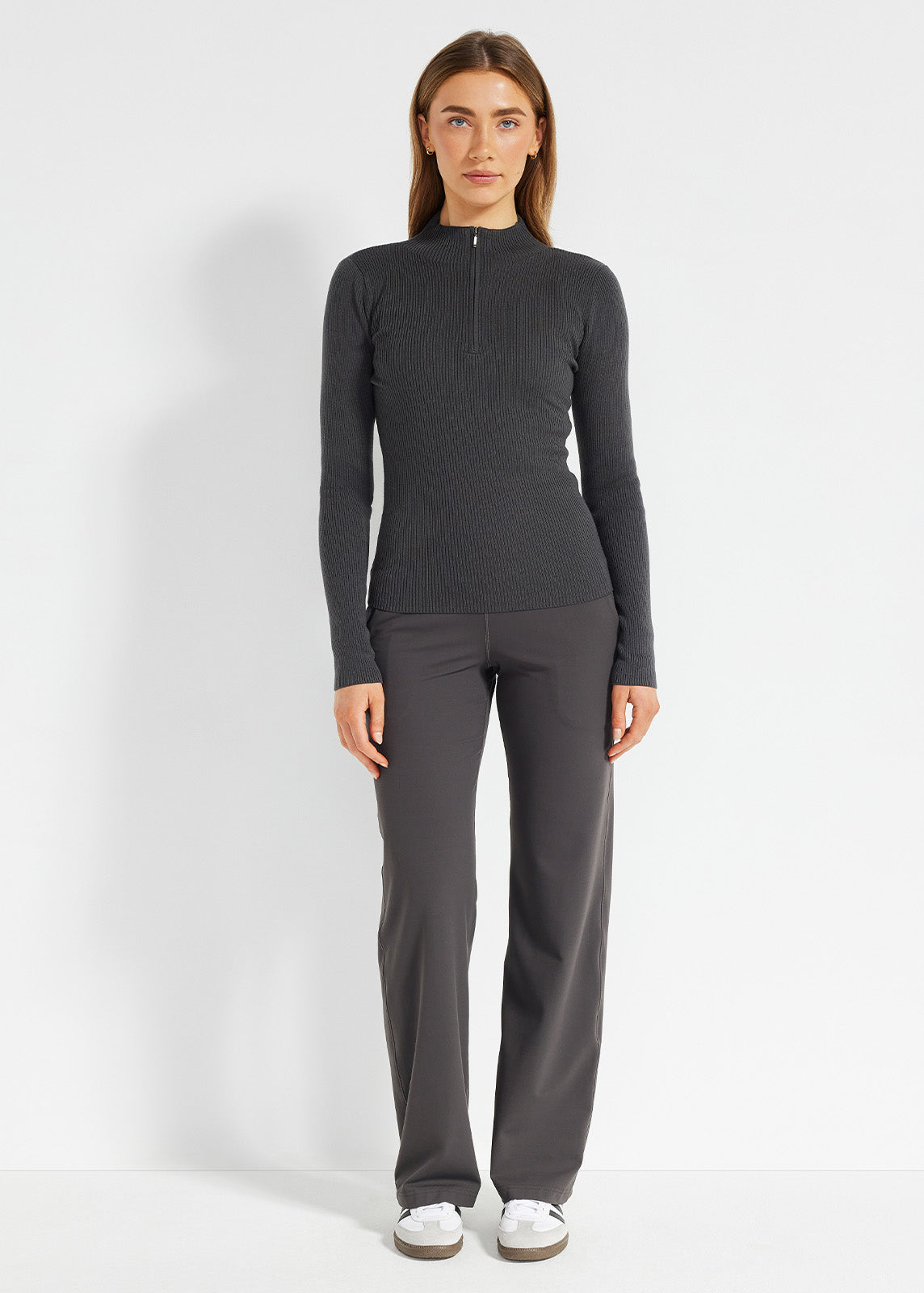 Snug Knit 1/2 Zip in Deep Graphite | Tops