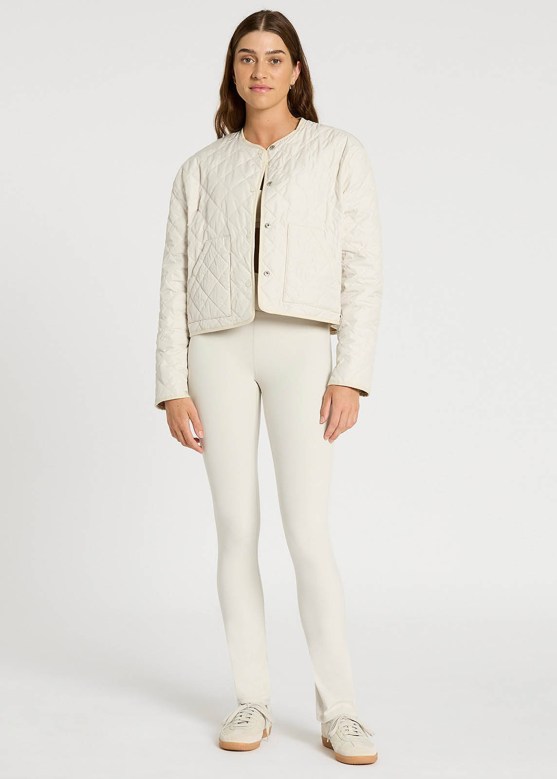 Two Way Cropped Jacket - Cappuccino | Nimble Activewear