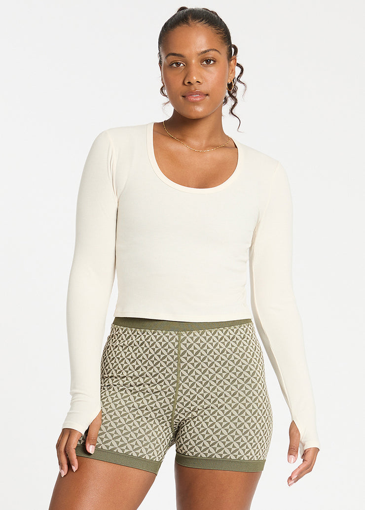 Essential Ribbed Crop LS